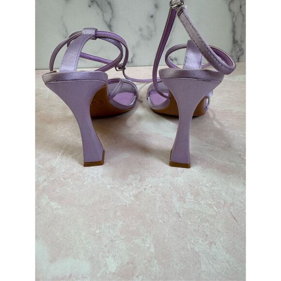 Gianni Bini women’s 8.5-9 open toe high heel lilac satin square heel y2k style g - Picture 4 of 6